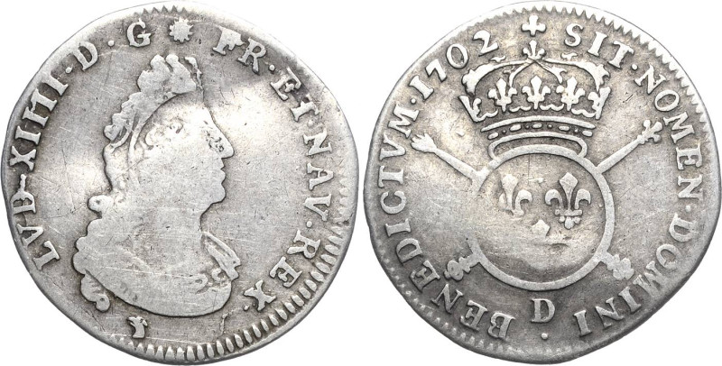 Frankreich
Ludwig XIV. 1643-1715 1/12 Écu aux insignes 1702, D-Lyon Gadoury 121...