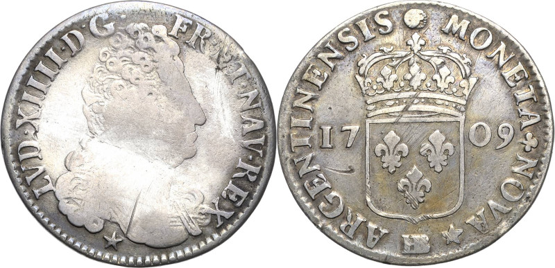 Frankreich
Ludwig XIV. 1643-1715 1/2 Écu 1709, BB-Strassburg Gadoury 200 Droule...