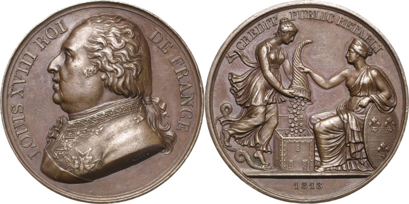 Frankreich
Ludwig XVIII. 1814, 1815-1824 Bronzemedaille 1818 (Barre) Wiederhers...