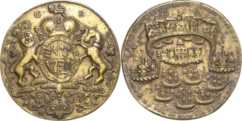 Großbritannien
George II. 1727-1760 Bronzemedaille 1739. Eroberung von Porto Be...