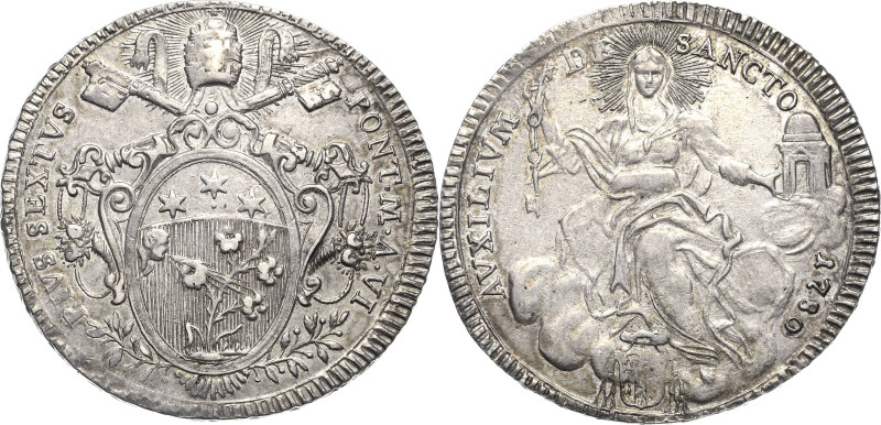 Italien-Kirchenstaat/Vatikanstadt
Pius VI. 1775-1799 Piastra 1780, Rom Berman 2...