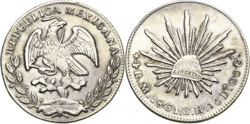 Mexiko
1. Republik 1823-1864 4 Reales 1861, Mo/CH-Mexico City KM 375.6 Sehr sch...