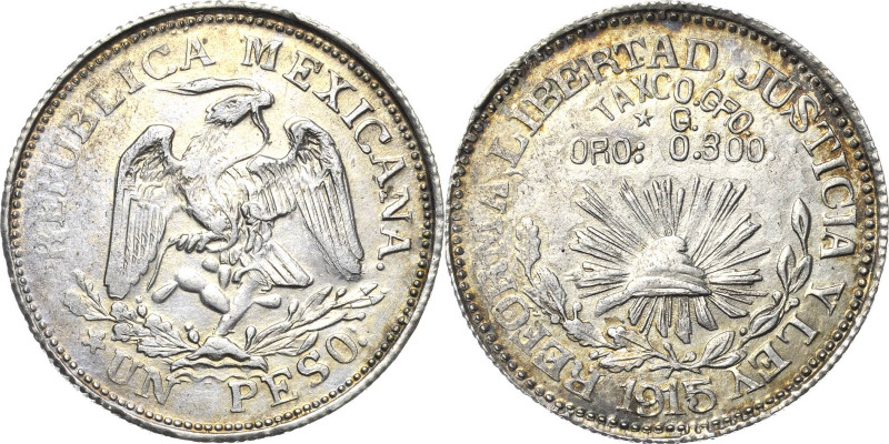 Mexiko
Revolution 1910-1917 Peso 1915, Mexico City Revolutionsprägung KM 467 Le...