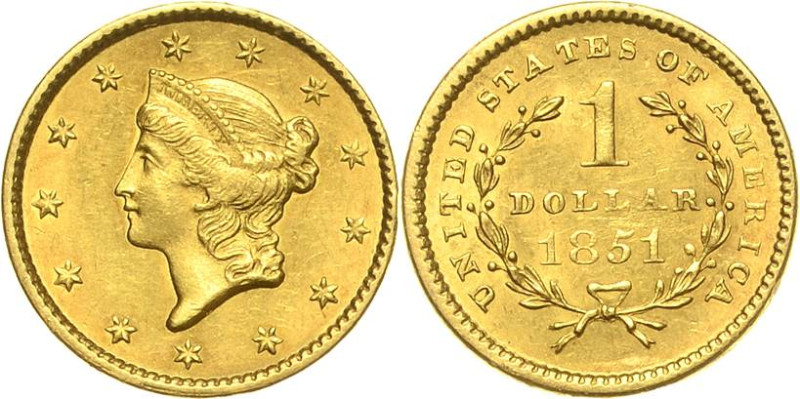 Vereinigte Staaten von Amerika
 1 Dollar 1851, o.Mzz.-Philadelphia Coronet Head...