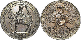Habsburg
Ferdinand I. 1521-1564 Schaumünze zu 1 1/2 Taler 1541, Kremnitz Münzmeister Christoph Fuessl. Geharnischter Kaiser reitet auf Turnierpferd n...