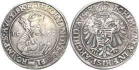 Habsburg
Ferdinand I. 1521-1564 Taler 1560, Prag Voglhuber 55/III Davenport 8047 Dietiker 153 (r) Markl 883 Slg. Donebauer 1190 Äußerst selten. Korro...