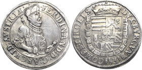 Habsburg
Erzherzog Ferdinand 1564-1595 Taler o.J. Hall Voglhuber 87/VI var. Davenport 8097 M./T. 270 Justiert, sehr schön-vorzüglich