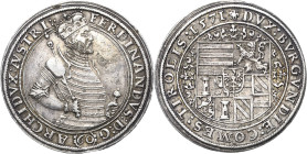 Habsburg
Erzherzog Ferdinand 1564-1595 Guldentaler zu 60 Kreuzern 1571, Hall Voglhuber 90/III Davenport 52 M./T. 203 Sehr schön+