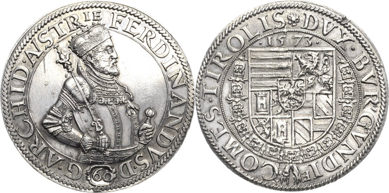 Habsburg
Erzherzog Ferdinand 1564-1595 Guldentaler (60 Kreuzer) 1573, Hall Vogl...