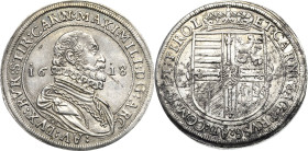 Habsburg
Erzherzog Maximilian 1612-1618 Taler 1618, Hall Voglhuber 122/X Davenport 3322 M./T. 414 Revers leichte Belagreste, vorzüglich