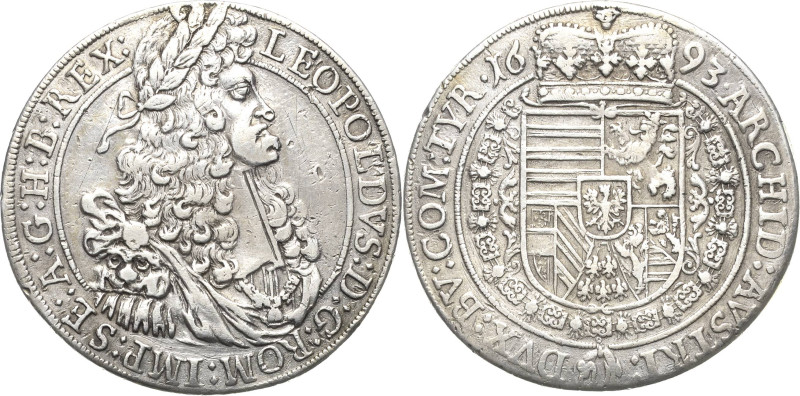 Habsburg
Leopold I. 1657-1705 Taler 1693, Hall Voglhuber 221/VI Davenport 3243 ...