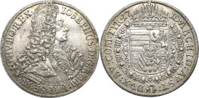 Habsburg
Josef I. 1705-1711 Taler 1710, Hall Jahreszahl 1710 aus 1709 geschnitten Voglhuber 245/II Davenport 1018 M./T. 811 a Prachtvolles Exemplar. ...