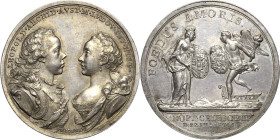 Habsburg
Maria Theresia 1740-1780 Silbermedaille 1765 (A. Widemann) Vermählung von Erzherzog Leopold mit Maria Ludovica von Spanien. Brustbilder des ...