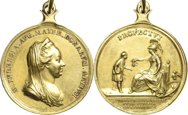 Habsburg
Maria Theresia 1740-1780 Vergoldete Bronzemedaille 1776 (F. Würth) Pre...