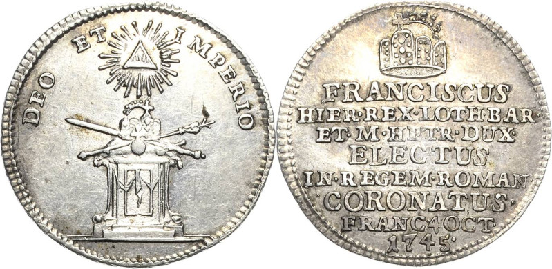 Habsburg
Franz I. 1745-1765 Silberjeton 1745. Krönung zum Deutschen Kaiser. Str...