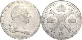 Habsburg
Franz II.(I.) 1792-1806 Taler 1795, C-Prag Davenport 1180 Jaeger 134 Fast Vorzüglich