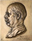 Medaillen
 Einseitige Bronzeplakette o.J. (um 1900) (Pawlik) Auf Moritz Fischhof. Brustbild nach links. 96,5 x 65,5 mm, 107,70 g. Im Originaletui Hau...
