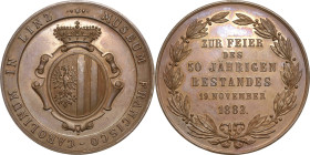 Medaillen
Linz Bronzemedaille 1883. 50-jähriges Jubiläum des Museum Francisco-Carolinum in Linz. Herzogshut über Wappen / 6 Zeilen Schrift im Lorbeer...