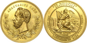 Medaillen
Wien Vergoldete Bronzemedaille 1876 (Carl Radnitzky) 70. Geburtstag des Dichters und Politikers Anastasius Grün, gewidmet vom Journalisten-...