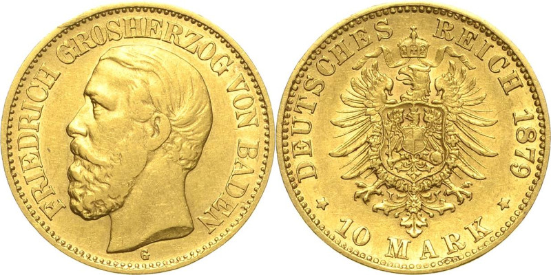 Baden
Friedrich I. 1856-1907 10 Mark 1879 G Jaeger 186 Sehr schön/sehr schön-vo...