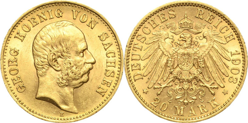 Sachsen
Georg 1902-1904 20 Mark 1903 E Jaeger 266 Min. Randfehler, fast vorzügl...