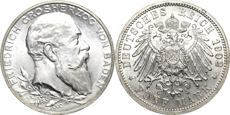 Baden
Friedrich I. 1856-1907 5 Mark 1902 (G) Regierungsjubiläum Jaeger 31 Kl. R...