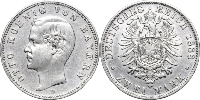 Bayern
Otto 1886-1913 2 Mark 1888 D Jaeger 43 Sehr schön/sehr schön+