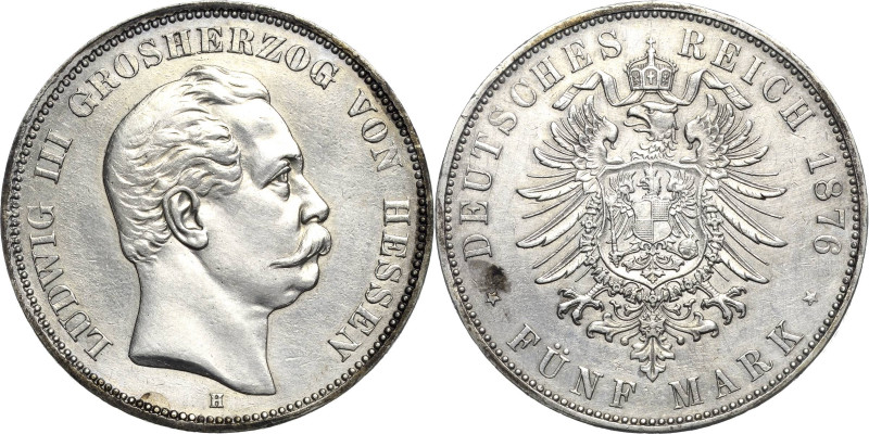 Hessen
Ludwig III. 1848-1877 5 Mark 1876 H Jaeger 67 Leicht bearbeitet, sehr sc...