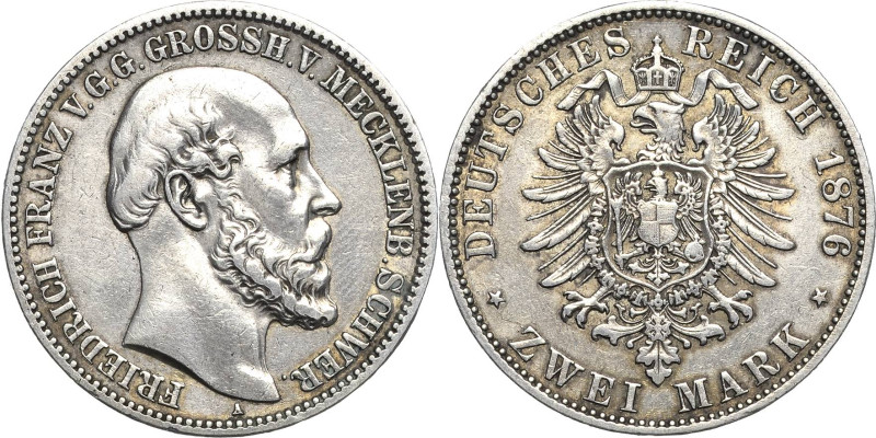 Mecklenburg-Schwerin
Friedrich Franz II. 1842-1883 2 Mark 1876 A Jaeger 84 Sehr...