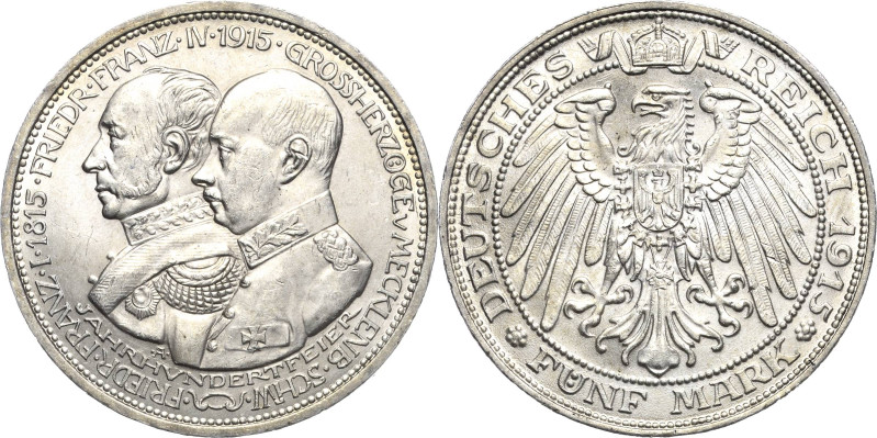 Mecklenburg-Schwerin
Friedrich Franz IV. 1897-1918 5 Mark 1915 A Jahrhundertfei...