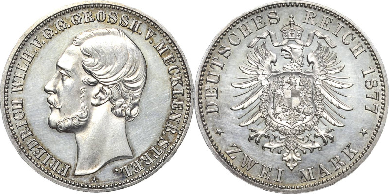 Mecklenburg-Strelitz
Friedrich Wilhelm 1860-1904 2 Mark 1877 A Jaeger 90 Sehr s...