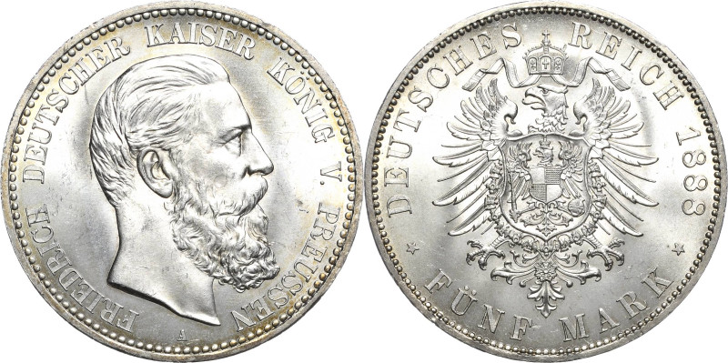 Preußen
Friedrich III. 1888 5 Mark 1888 A Jaeger 99 Kl. Kratzer, vorzüglich-Ste...