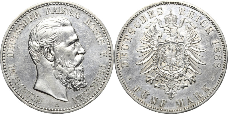 Preußen
Friedrich III. 1888 5 Mark 1888 A Jaeger 99 Leicht berieben, fast vorzü...