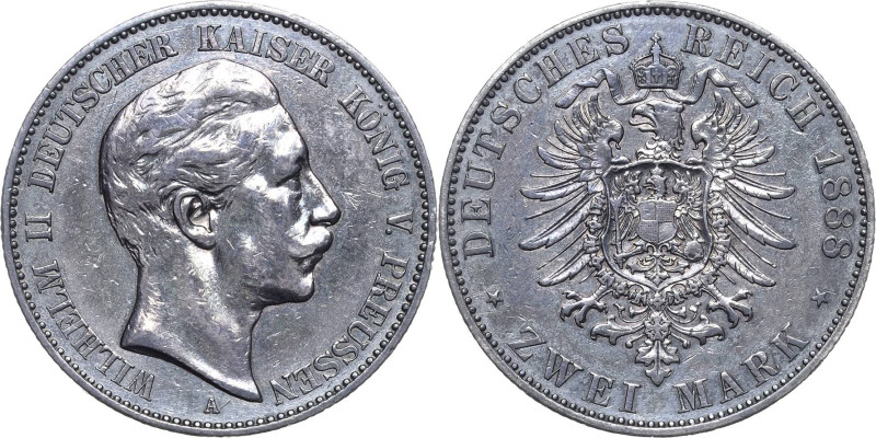 Preußen
Wilhelm II. 1888-1918 2 Mark 1888 A Jaeger 100 Dunkle Patina, sehr schö...