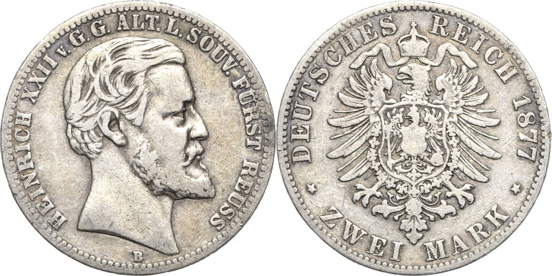 Reuss-Ältere Linie
Heinrich XXII. 1859-1902 2 Mark 1877 B Jaeger 116 Fast sehr ...