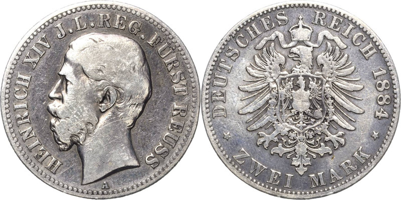 Reuss-Jüngere Linie
Heinrich XIV. 1867-1913 2 Mark 1884 A Jaeger 120 Schön-sehr...