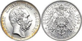 Sachsen
Albert 1873-1902 2 Mark 1902 E Jaeger 124 Prachtvolles Exemplar. Fast Stempelglanz/Stempelglanz