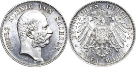 Sachsen
Georg 1902-1904 2 Mark 1904 E Jaeger 129 Av. Kl. Kratzer, vorzüglich-Stempelglanz/Stempelglanz