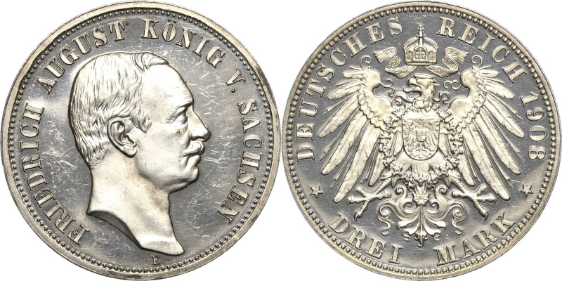 Sachsen
Friedrich August III. 1904-1918 3 Mark 1908 E Jaeger 135 Vom polierten ...