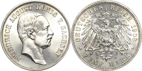 Sachsen
Friedrich August III. 1904-1918 5 Mark 1908 E Jaeger 136 Avers winz. Kratzer, fast Stempelglanz/Stempelglanz