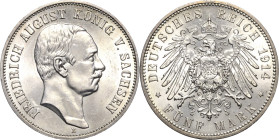 Sachsen
Friedrich August III. 1904-1918 5 Mark 1914 E Jaeger 136 Min. Randfehler, fast prägefrisch