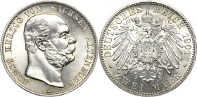 Sachsen-Altenburg
Ernst 1853-1908 2 Mark 1901 A 75. Geburtstag Jaeger 142 Vorzüglich-Stempelglanz