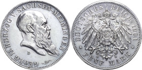 Sachsen-Meiningen
Georg II. 1866-1914 5 Mark 1901 D 75. Geburtstag Jaeger 150 Berieben, sehr schön-vorzüglich/vorzüglich