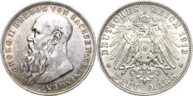 Sachsen-Meiningen
Georg II. 1866-1914 3 Mark 1913 D Jaeger 152 Sehr schön - vorzüglich / vorzüglich