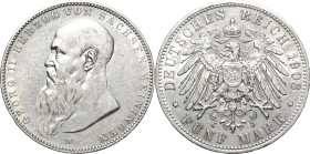 Sachsen-Meiningen
Georg II. 1866-1914 5 Mark 1908 D Kurzer Bart Jaeger 153 b Sehr schön/sehr schön+
