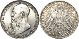 Sachsen-Meiningen
Georg II. 1866-1914 2 Mark 1915 (D) Auf seinen Tod Jaeger 154 Fast Stempelglanz