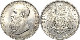 Sachsen-Meiningen
Georg II. 1866-1914 3 Mark 1915 (D) Auf seinen Tod Jaeger 155 Vorzüglich-Stempelglanz