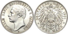 Sachsen-Weimar-Eisenach
Wilhelm Ernst 1901-1918 2 Mark 1901 A Regierungsantritt Jaeger 157 Fast Vorzüglich/fast Stempelglanz