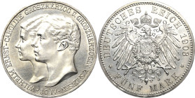 Sachsen-Weimar-Eisenach
Wilhelm Ernst 1901-1918 5 Mark 1903 A 1. Hochzeit Jaeger 159 Kl. Randfehler, berieben, vorzüglich