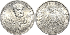 Sachsen-Weimar-Eisenach
Wilhelm Ernst 1901-1918 2 Mark 1908 (A) Universität Jena Jaeger 160 Winz. Randfehler, fast Stempelglanz